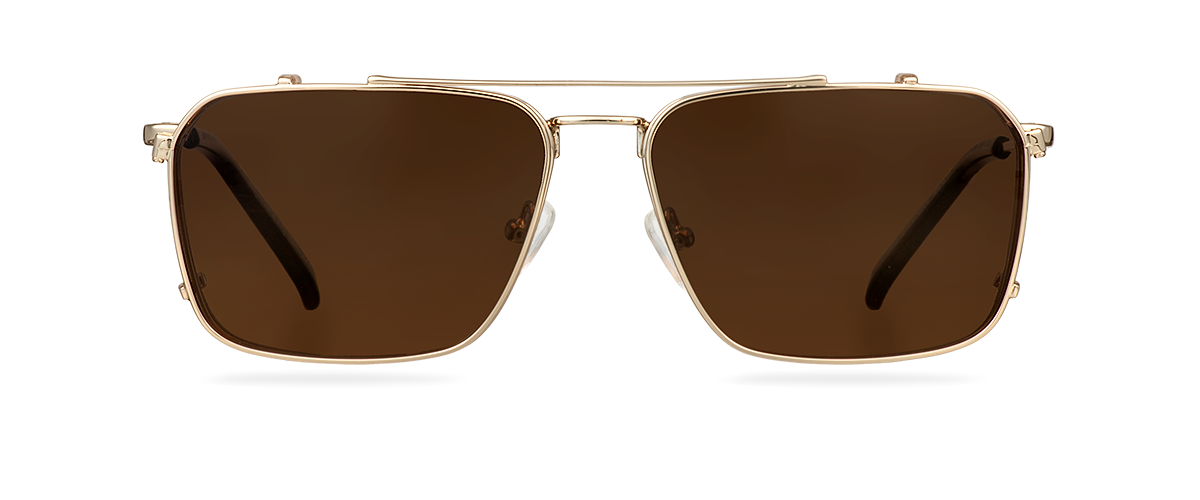 Clip On Sun Bruce Wide - Gold/Brown