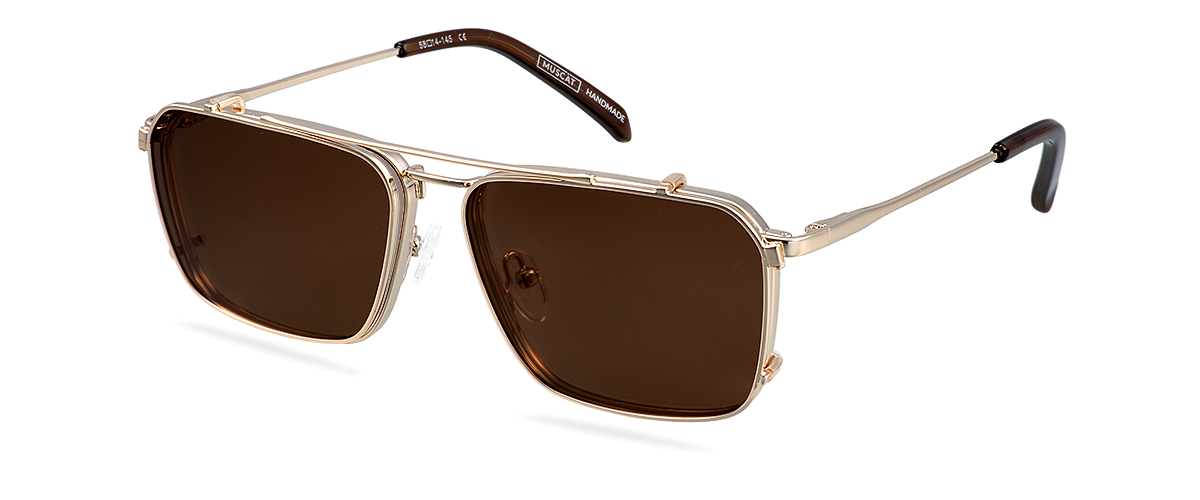 Clip On Sun Bruce Wide - Gold/Brown